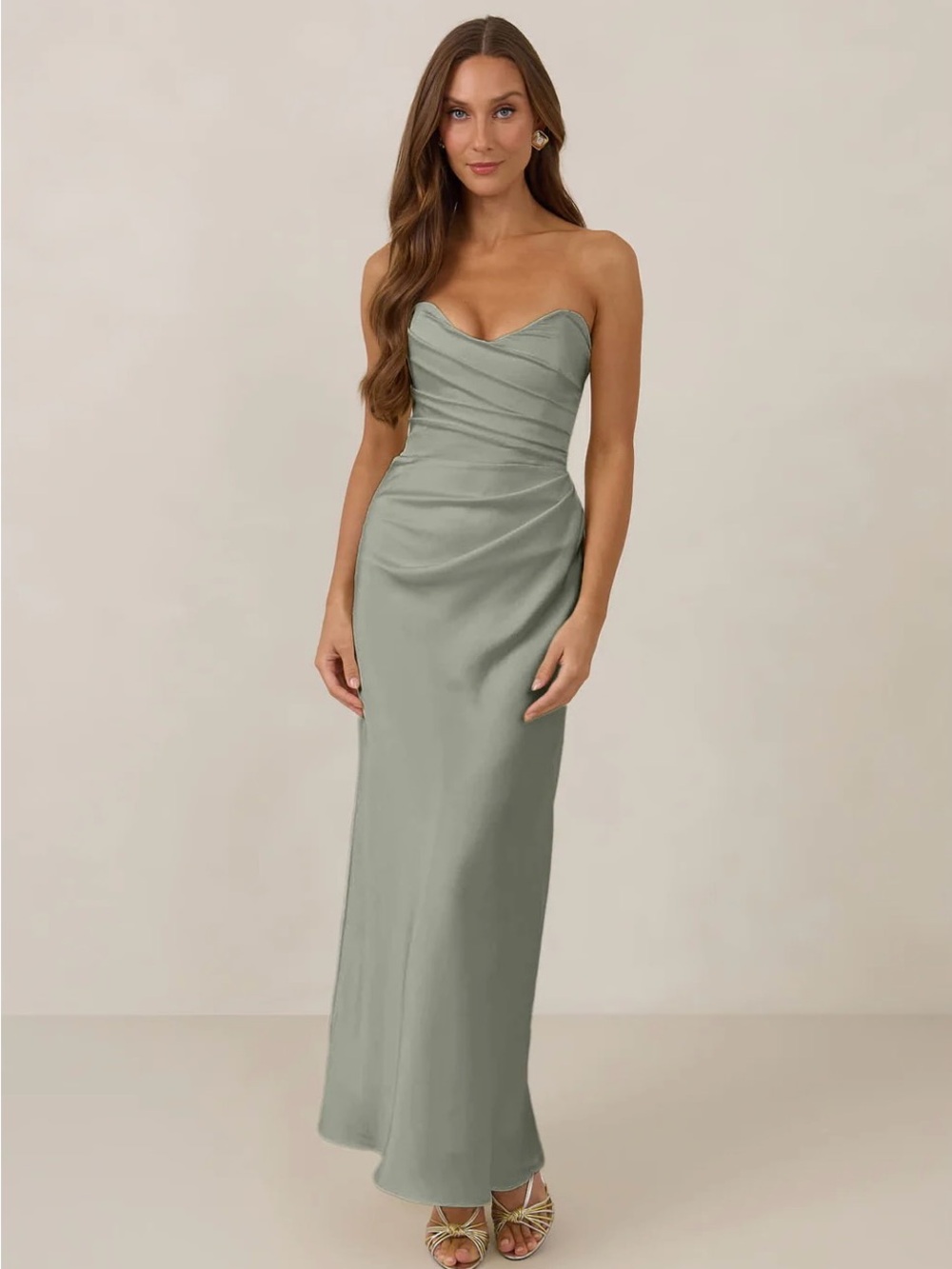 Park & Fifth Blair Dress in True Sage Satin
